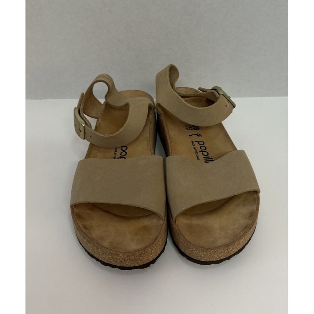 Birkenstock Papillio Glenda Leather Wedge Sandal Sandcastle US Sz 7/ EU 38